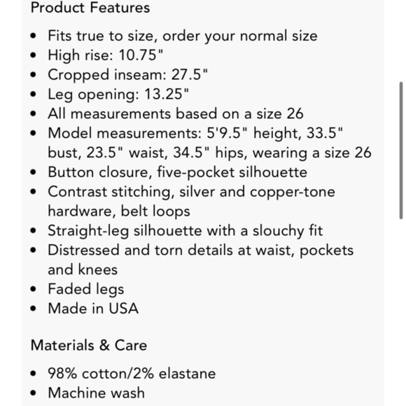 MOTHER SUPERIOR Trickster Ankle High Waisted WASH Crying On Holy Ground 26 - Picture 3 of 13